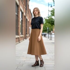 Talbots caramel brown, hearing bone wool tweed – a line skirt – size 8